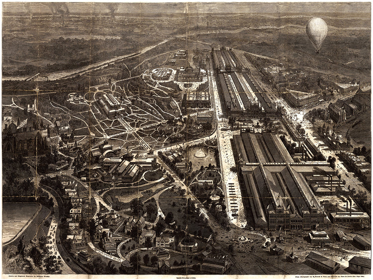 Mapa de ojo de pájaro de la exposición del centenario en Filadelfia en 1876 Lienzo