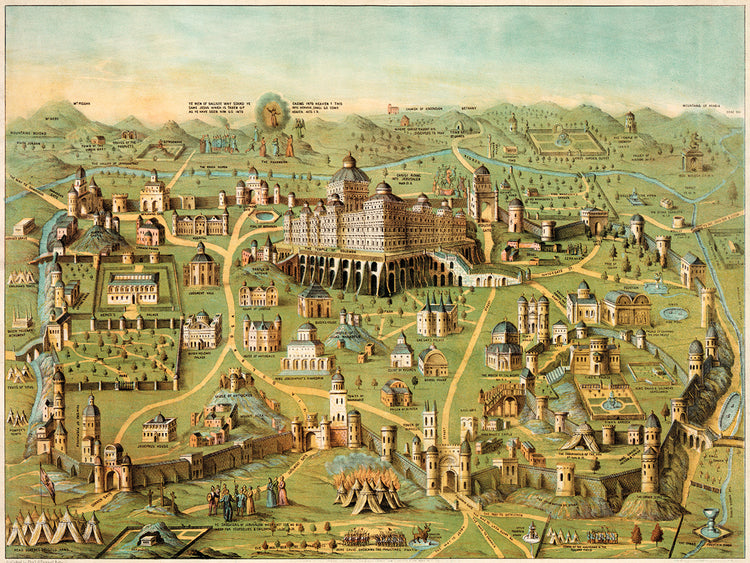 Mapa cristiano de Jerusalén 1871 Lienzo