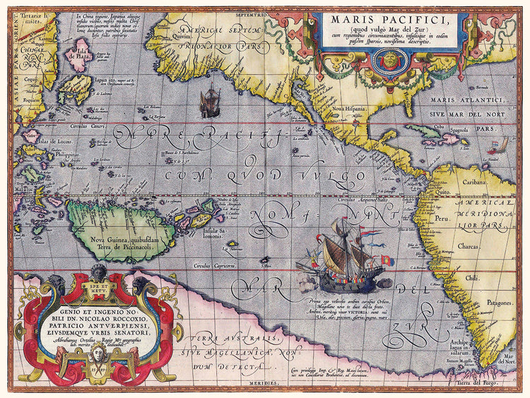 Mapa italiano del Océano Pacífico 1589 Lienzo