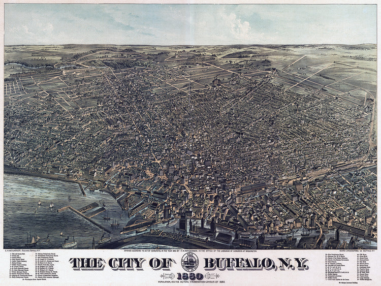 Mapa de la ciudad de Buffalo Ny 1880 Lienzo