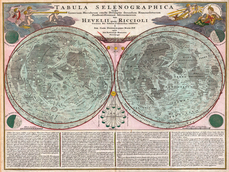 Mapa de la luna Geographicus Tabula Selenographica Moon Doppelmayr 1707 Canvas Art
