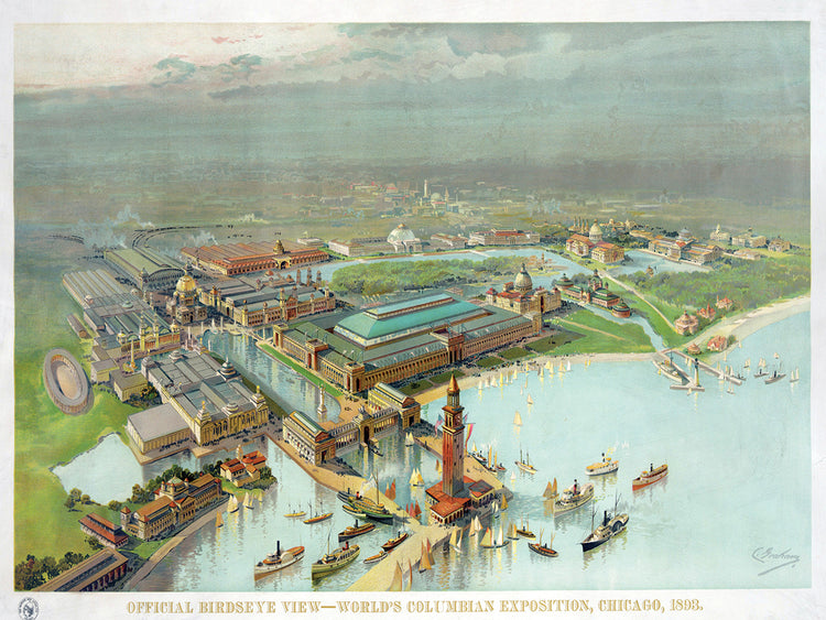 Exposición colombina oficial de Birdseye View World, Chicago 1893 Lienzo
