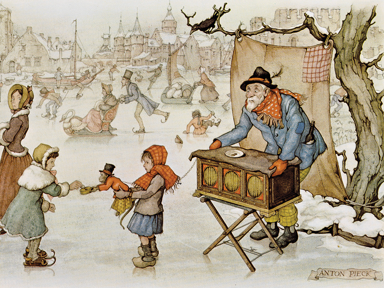 Anton Pieck's Monkey Show on Ice Rink Canvas Art Prints | Fine Art