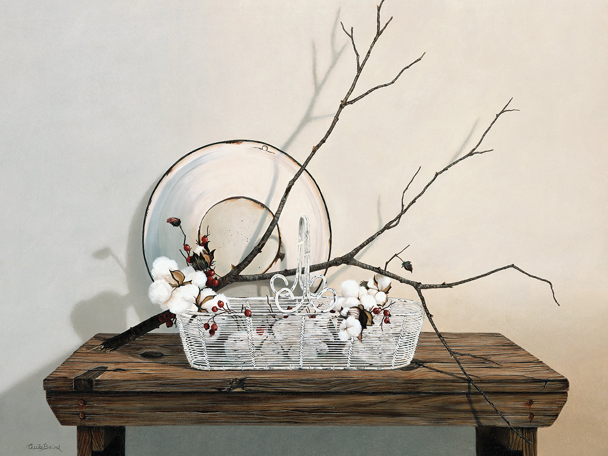 Wire Basket With Cotton