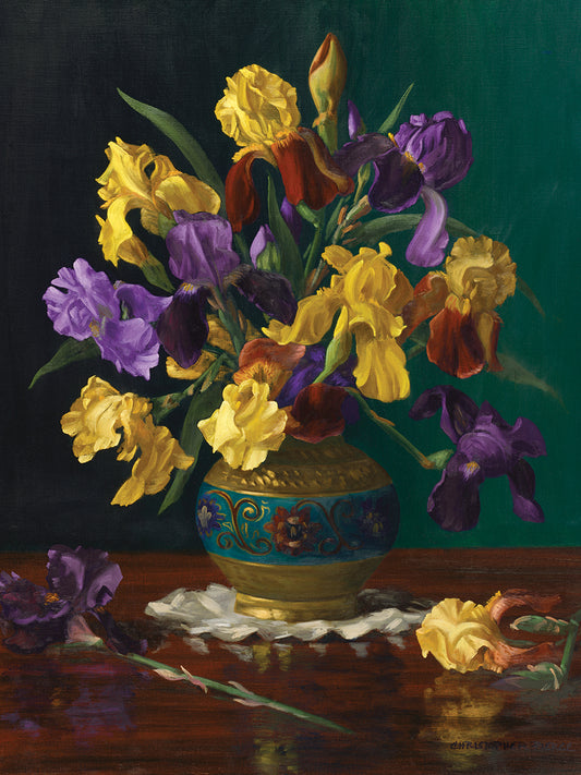 Iris in Cloisonné Vase