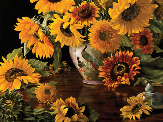 Sunflowers in a White Chinese Vase