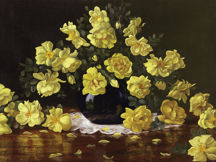 Arte de lienzo de rosas amarillas pasadas de moda