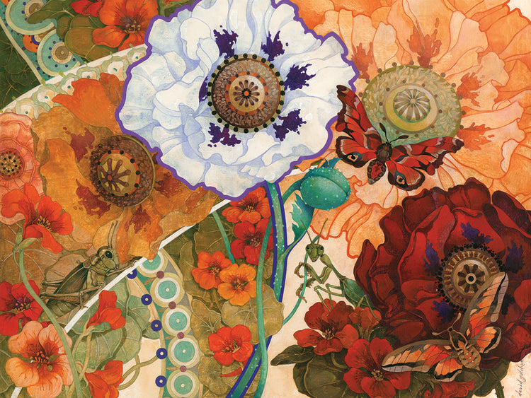 Arte de la lona de la tapicería floral