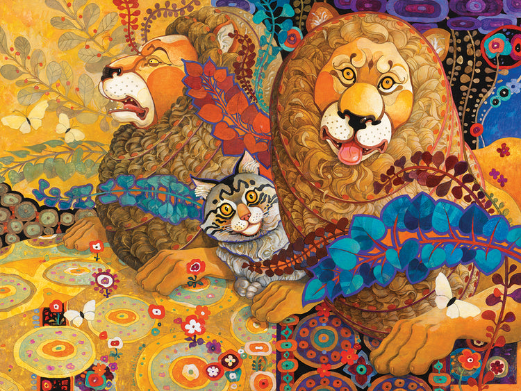 Arte de la lona del tapiz leonino