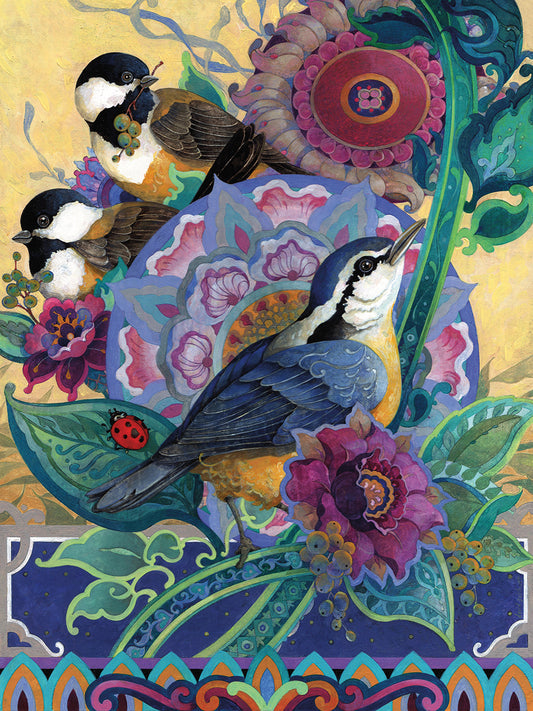 Garden Bird Trio Canvas Art