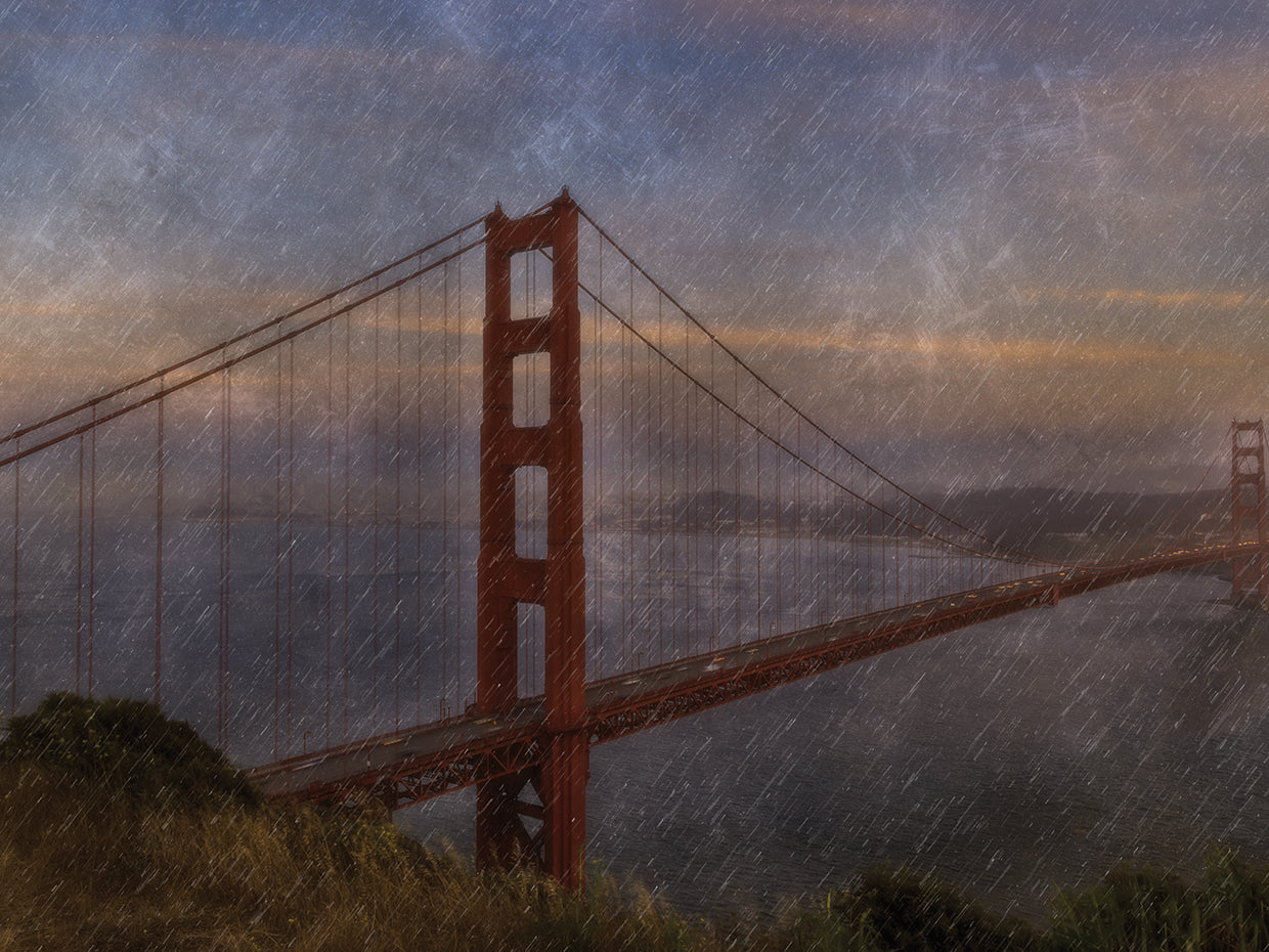 Golden Gate Bridge Rain Painterly