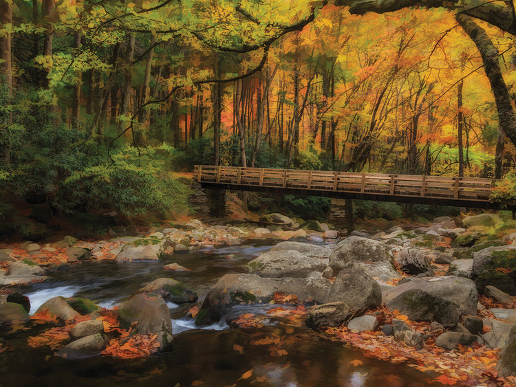 Greenbrier Bridge With Stream Watercolor