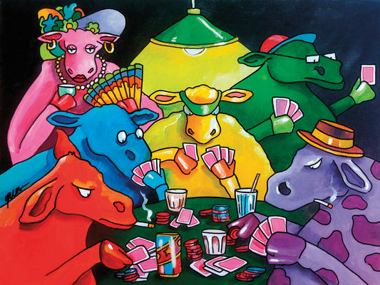 Cows Poker Canvas Art