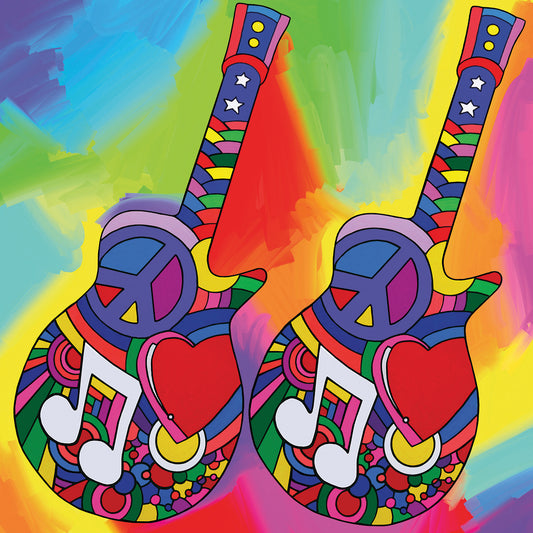 Guitars-Peace-Love-Music Canvas Art
