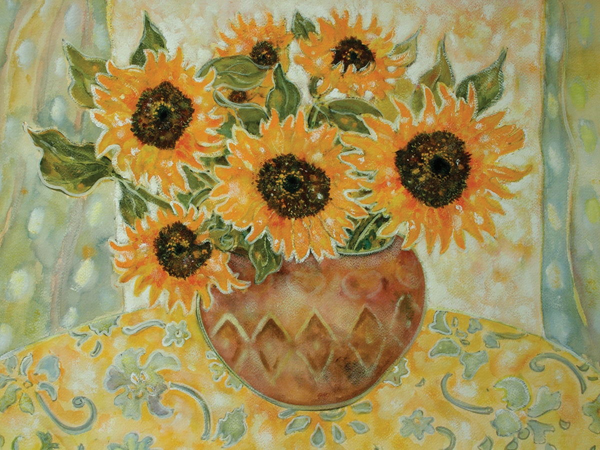 A Sienna Bowl Of Sunflowers