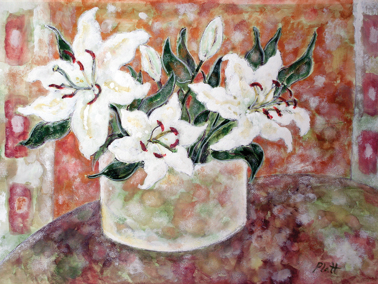 White Lilly Gold Fresco