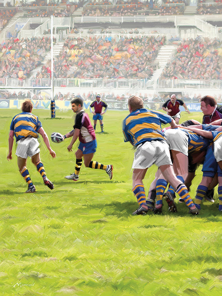 Rugby handcrafted art work on canvas or framed canvas prints by The Macneil Studio 