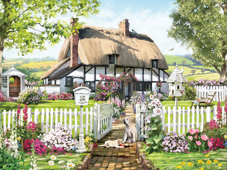 Rose Cottage handcrafted art work on canvas or framed canvas prints by The Macneil Studio 