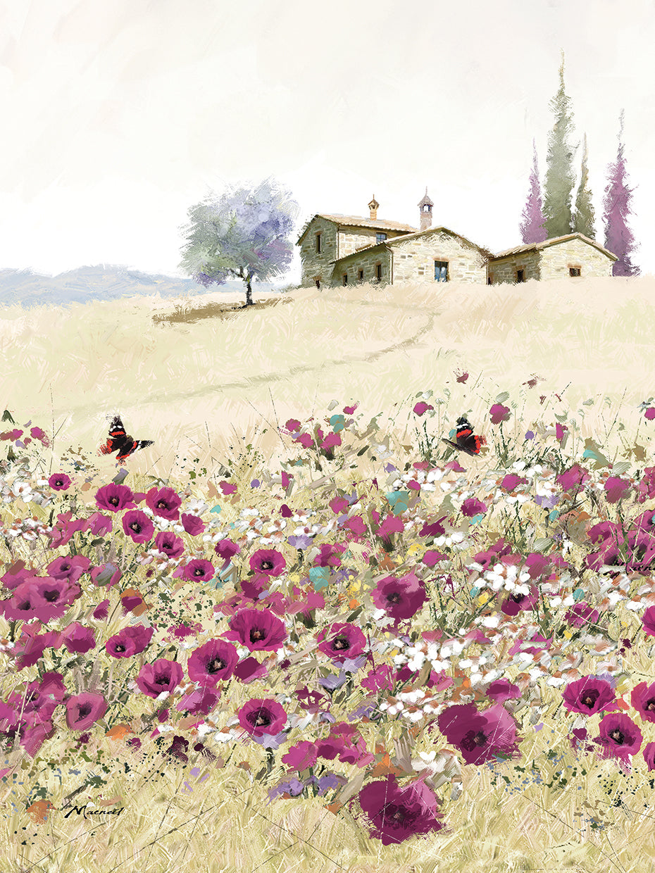 Tuscany Poppies No 2 handcrafted art work on canvas or framed canvas prints by The Macneil Studio 