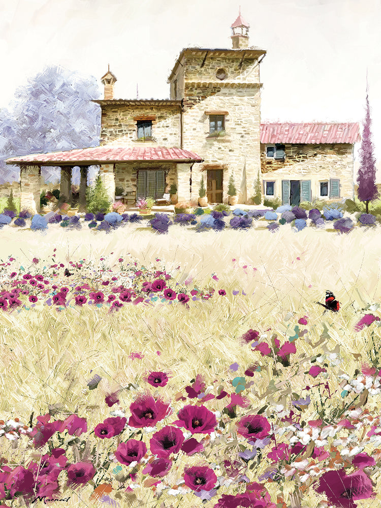 Tuscany Poppies No 3 handcrafted art work on canvas or framed canvas prints by The Macneil Studio 