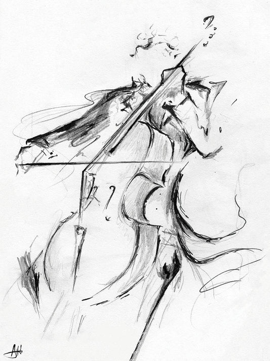 The Cellist Sketch Canvas Art