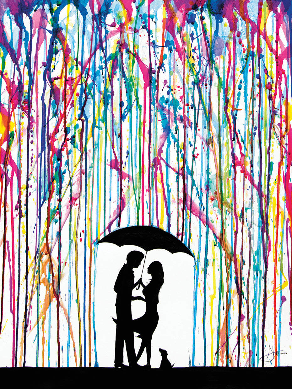 Two Step by Marc Allante is a fresh and colorful contemporary figure painting printed on canvas or framed canvas