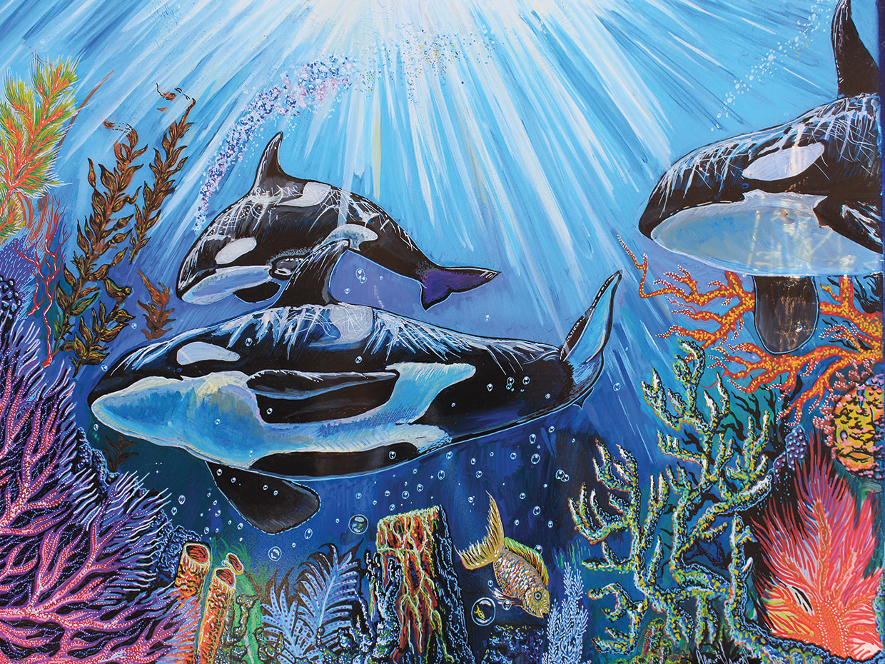 Arte de la lona de las ballenas asesinas