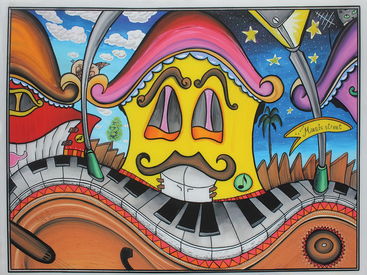 Arte de la lona de la calle de la música