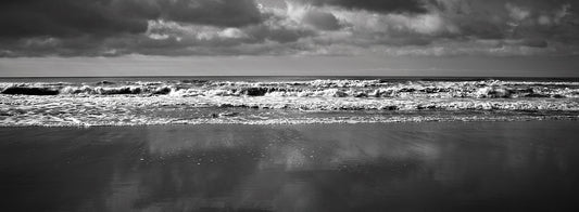 Black and White Shore Waves Canvas Art