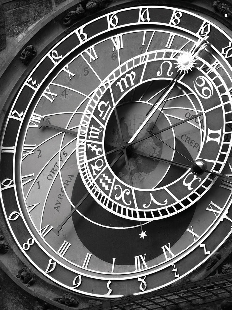 Astronomic Watch Prague 11 handcrafted art work on canvas or framed canvas prints by Moises Levy 