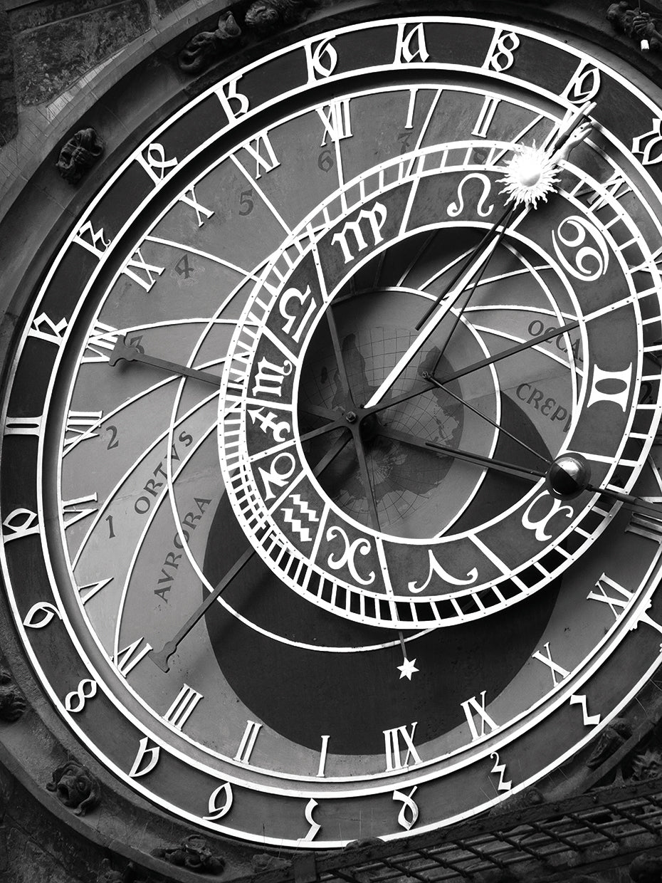 Astronomic Watch Prague 11 handcrafted art work on canvas or framed canvas prints by Moises Levy 