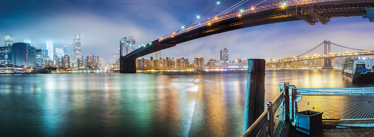 Brooklyn Bridge Pano 2 Color handcrafted art work on canvas or framed canvas prints by Moises Levy 