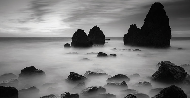 Rodeo Beach II, Black and White handcrafted art work on canvas or framed canvas prints by Moises Levy 
