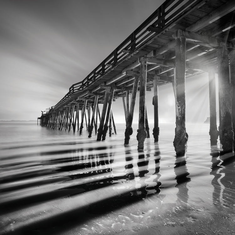 Pier and Shadows handcrafted art work on canvas or framed canvas prints by Moises Levy 
