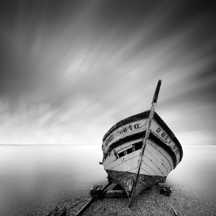 Boat I handcrafted art work on canvas or framed canvas prints by Moises Levy 