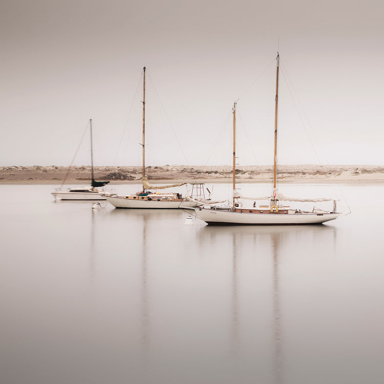 Four Boats handcrafted art work on canvas or framed canvas prints by Moises Levy 