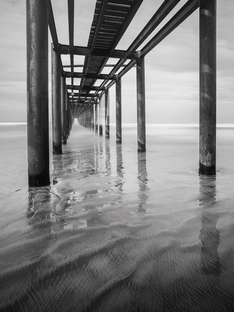 Muelle en Acapulco BW handcrafted art work on canvas or framed canvas prints by Moises Levy 
