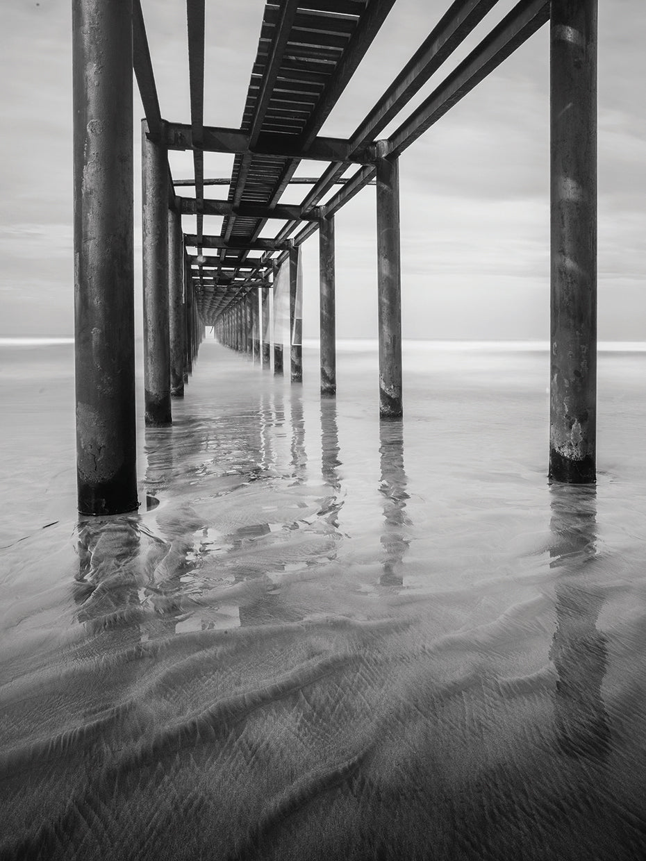 Muelle en Acapulco BW handcrafted art work on canvas or framed canvas prints by Moises Levy 