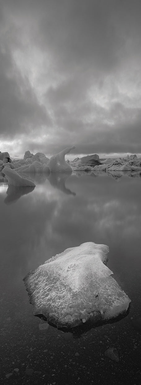 Icebergs 1 B&W handcrafted art work on canvas or framed canvas prints by Moises Levy 