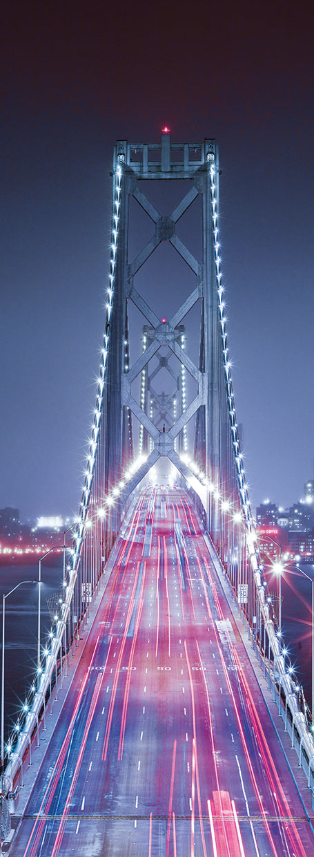 Oakland Bridge 3 Color handcrafted art work on canvas or framed canvas prints by Moises Levy 