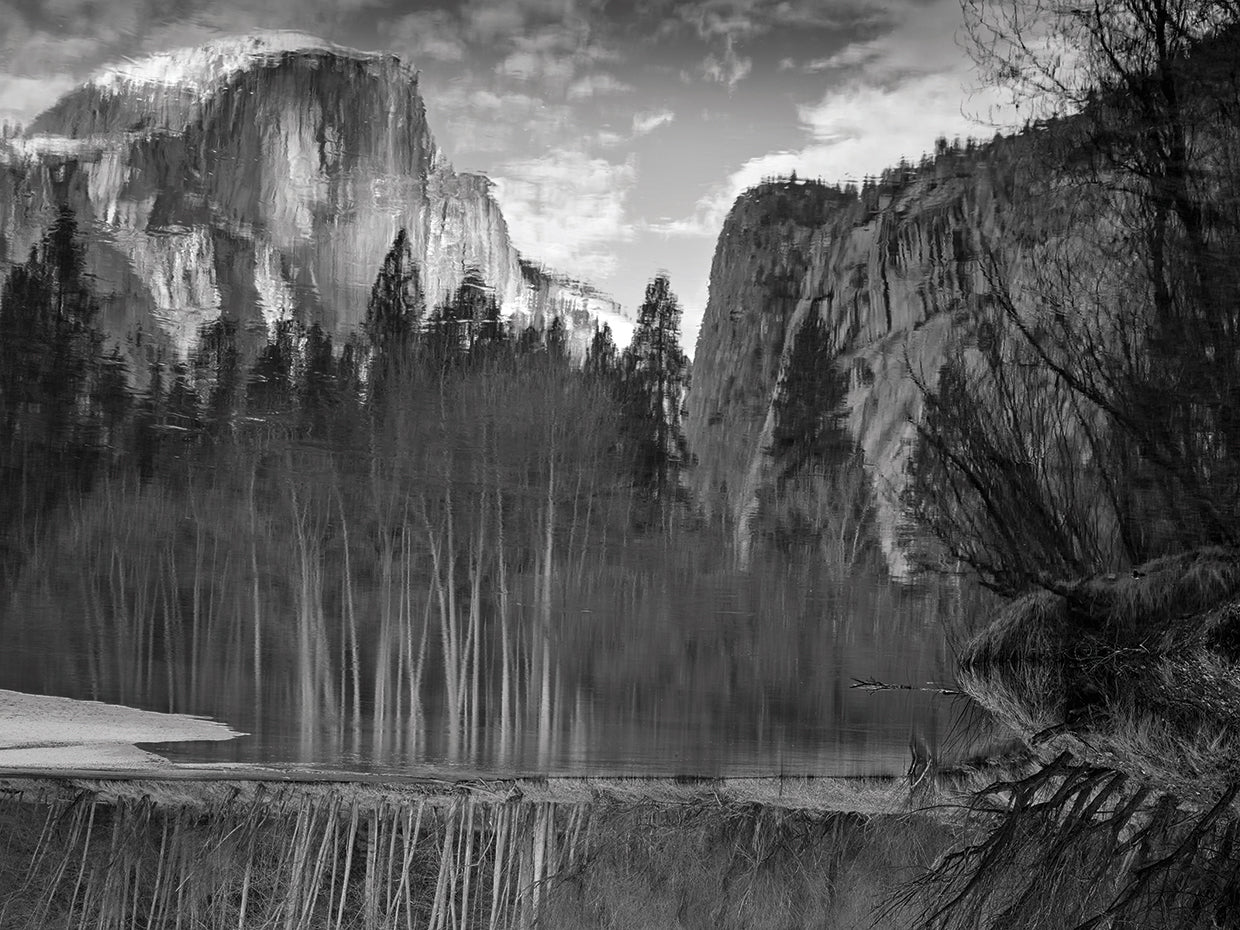 Yosemite Reflection 2 B&W handcrafted art work on canvas or framed canvas prints by Moises Levy 