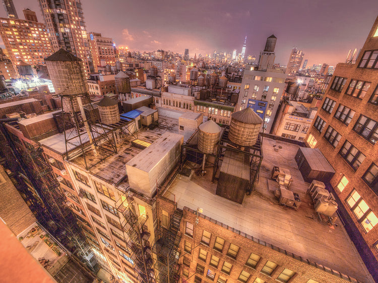 Gotham City 13 handcrafted art work on canvas or framed canvas prints by Moises Levy 