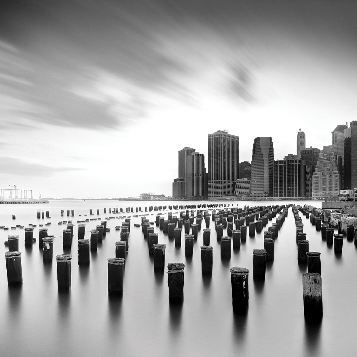 Mahattan Skyline 2 handcrafted art work on canvas or framed canvas prints by Moises Levy 