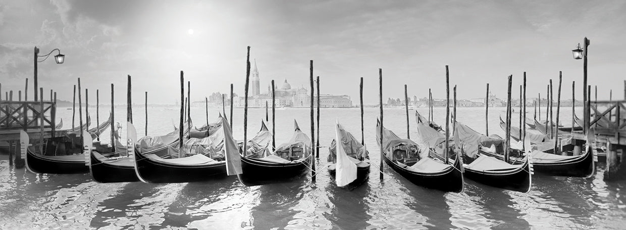 Gondolas Pano handcrafted art work on canvas or framed canvas prints by Moises Levy 