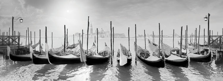 Gondolas Pano handcrafted art work on canvas or framed canvas prints by Moises Levy 