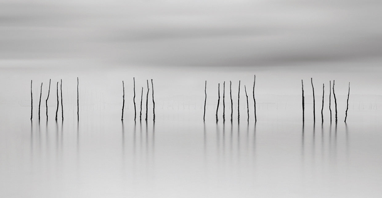 B&W Mist on Ocean handcrafted art work on canvas or framed canvas prints by Moises Levy 