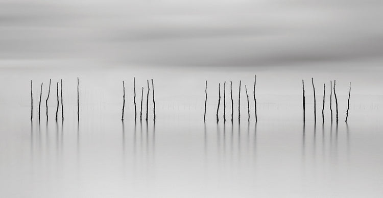 B&W Mist on Ocean handcrafted art work on canvas or framed canvas prints by Moises Levy 