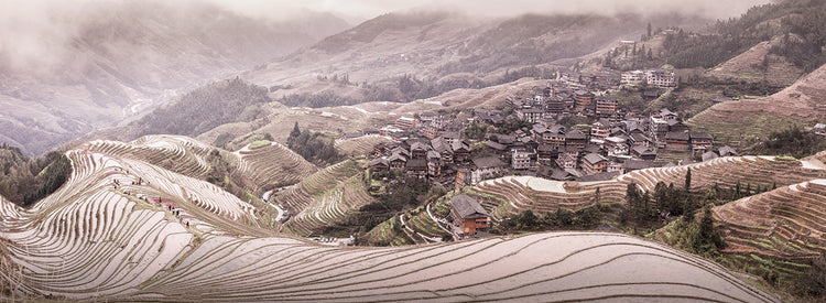 Rice Terraces 1 handcrafted art work on canvas or framed canvas prints by Moises Levy 