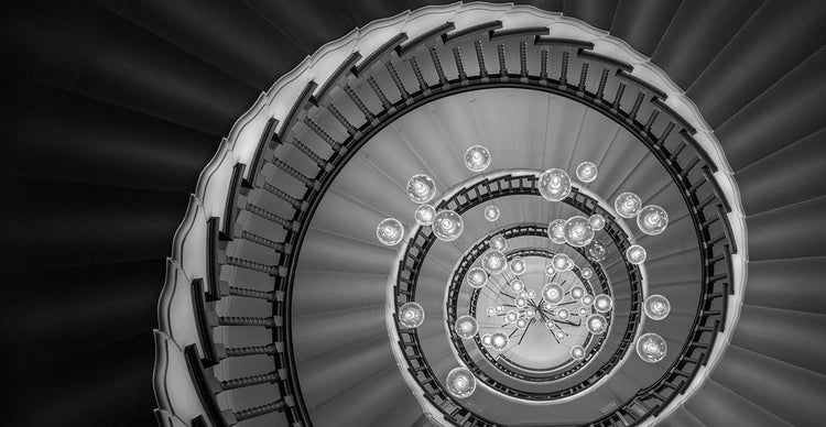 Staircase lights handcrafted art work on canvas or framed canvas prints by Moises Levy 