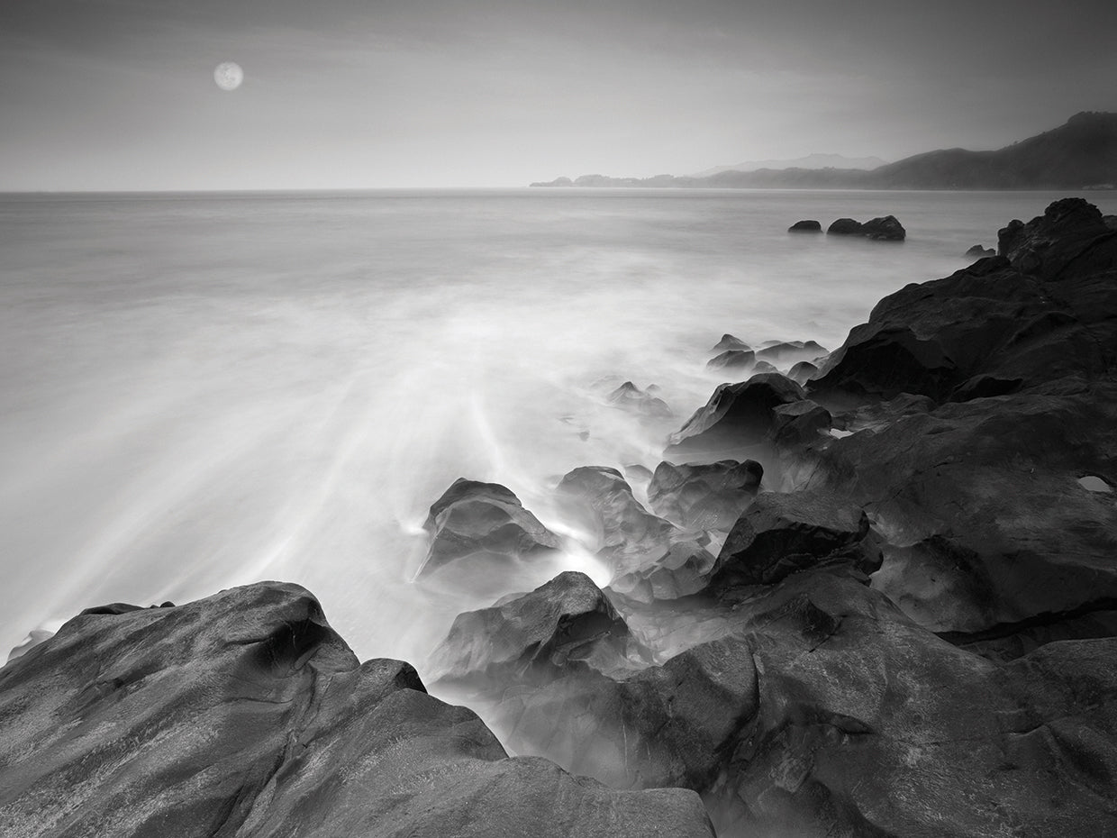 Moonset 2 handcrafted art work on canvas or framed canvas prints by Moises Levy 